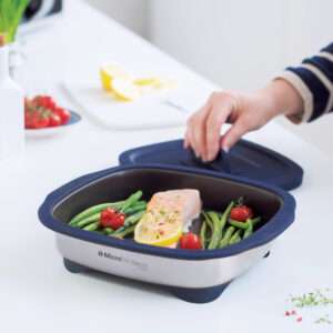 Micro Pro Grill met zalm, boontjes en tomaatjes
