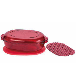 Tupperware Micro Plus magnetronschaal ovaal rood 1,5 l