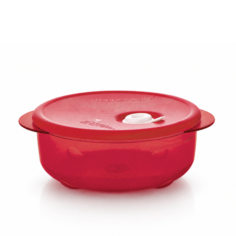 Tupperware CrystalPlus Rond 600 ml rock n serve magnetronschaal met deksel rood rood bakje